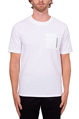 Calvin Klein - Camiseta deportiva para hombre con bolsillo – Talla, blanco, XL