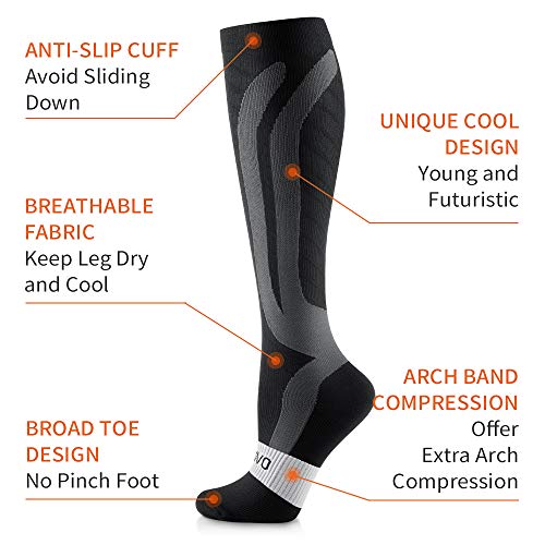 CAMBIVO 3 Pares Medias de Compresion Mujer y Hombre, Calcetines Compresivos Enfermera, Calcetines de Compresion para Running, Deporte, Ciclismo, Futbol, Volar