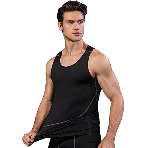 Camiseta Tirantes para ​Hombre,sin Mangas Camiseta,Playera Ajustada de Compresión Interior de ​Tirantes elástica ​Faja Reductora para Hombre