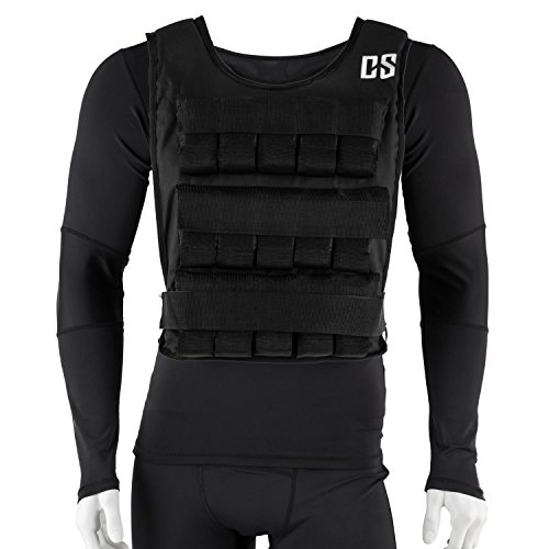 CAPITAL SPORTS Monstervest - Chaleco lastrado, Chaleco peso entrenamiento relleno de metal, Chaleco de peso con correa ajuste nylon, Exterior reforzado, Acolchado suave, 30 kg peso, Negro