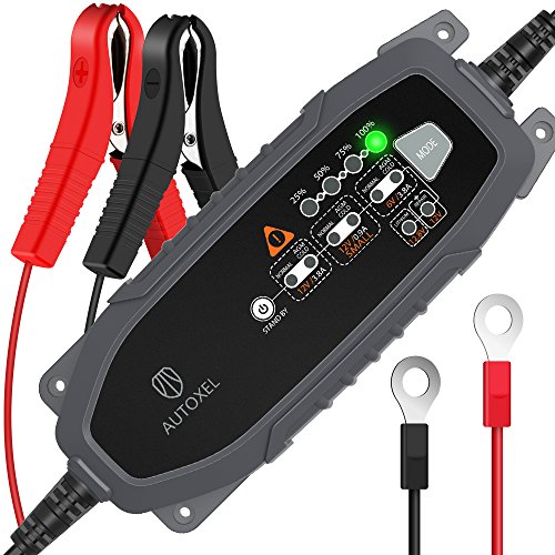 Cargador de Batería para Coche, AUTOXEL 3,8 A 6V/12V 8 Modos Inteligente Cargador/Mantenedor de Batería de Automóvil para Vehículos para LiFePO4 & Batería de Plomo ácido de Mojado, MF, VRLA, AGM y Gel