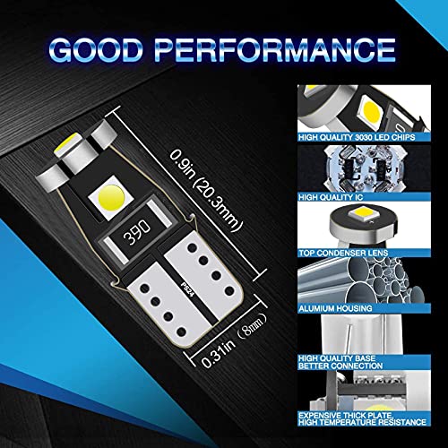 CARLUCI 10Pcs T10 Bombillas LED CANBUS,Luz T10 W5W Laterales Iluminación y más Wedge Lampara,sin Errores polaridad xenón 12V, para Coche Luz de Puertas,Lectura,Domo,Baúl,Matrícula Posición Luces 6000K