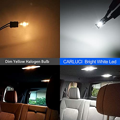 CARLUCI 10Pcs T10 Bombillas LED CANBUS,Luz T10 W5W Laterales Iluminación y más Wedge Lampara,sin Errores polaridad xenón 12V, para Coche Luz de Puertas,Lectura,Domo,Baúl,Matrícula Posición Luces 6000K