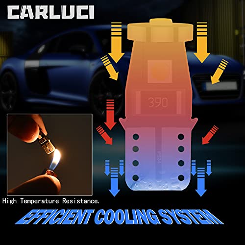 CARLUCI 10Pcs T10 Bombillas LED CANBUS,Luz T10 W5W Laterales Iluminación y más Wedge Lampara,sin Errores polaridad xenón 12V, para Coche Luz de Puertas,Lectura,Domo,Baúl,Matrícula Posición Luces 6000K