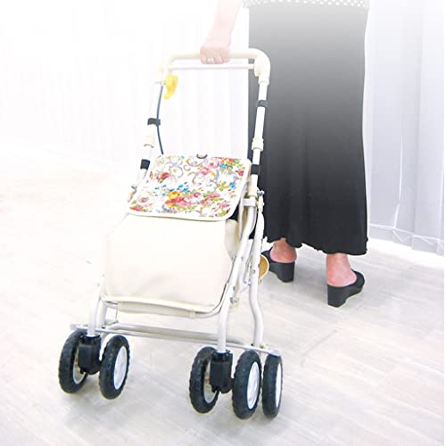 Carrito De La Compra for Ancianos Carrito De Compras Ligero Y Plegable Carrito De Compras De Empuje Manual for Ancianos De Aleación De Aluminio for Ancianos ( Color : Blanco , Size : 48*54*81~91cm )