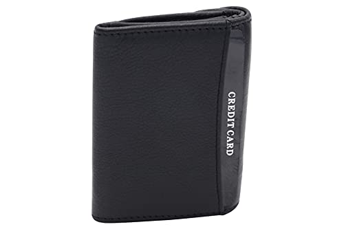 Cartera RFID Protección de información privada Cartera con Bloqueo RFID pequeña para señores Monedero para señoras LEAS, Piel auténtica, Negro - ''LEAS Mini-Edition''