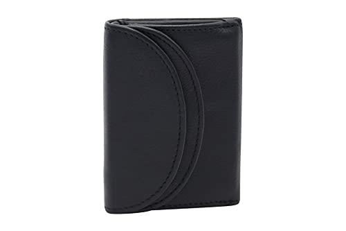 Cartera RFID Protección de información privada Cartera con Bloqueo RFID pequeña para señores Monedero para señoras LEAS, Piel auténtica, Negro - ''LEAS Mini-Edition''