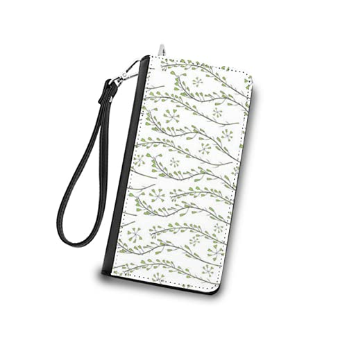 Carteras de Mujer Monedero Largo de Cuero capsella Flower Shepherds Purse capsella Bursa pastoris The Entire Plant Hand Drawn Vector seamlessPU de Moda Cartera con Tarjetero para Mujer Organizar One