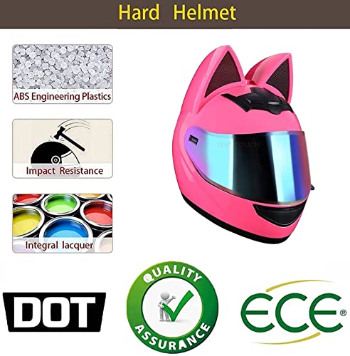 Casco Bluetooth Con Orejas De Gato Para Motocicleta Para Adultos Niñas Hombres Mujeres Aprobado Por ECE Casco Integral De Motocicleta Para Scooter Crucero Guantes Gratis Máscara C2, L=57-59CM