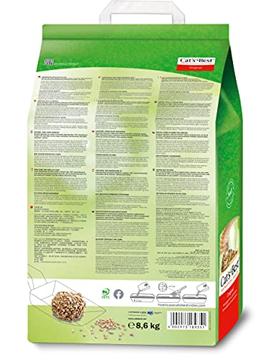 Cat's Best Original | Arena para Gatos Aglomerante 20L (8,6 kg). Tierra para Gatos de Hasta 7 Semanas de Uso. Arena Biodegradable de Fibra Vegetal Ecológica.