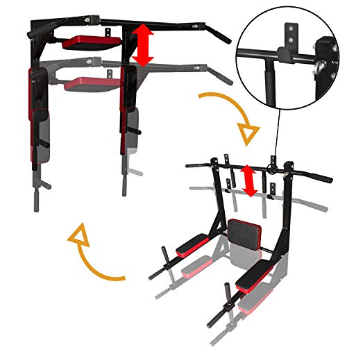 CCLIFE ZERRO Barra dominadas Pared dips Entrenamiento múltiple Máquina de dominadas Barra de dominadas Multifuncional Pull up Carga máx.: 300 kg-ZERRO