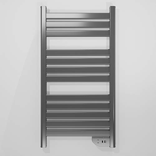 Cecotec Radiador Toallero Eléctrico Bajo Consumo Ready Warm 9050 Twin Towel Inox. Seca Toallas de 500 W, IP24 2 Modos, Temporizador, Pantalla LED, Kit de instalación, Gris oscuro