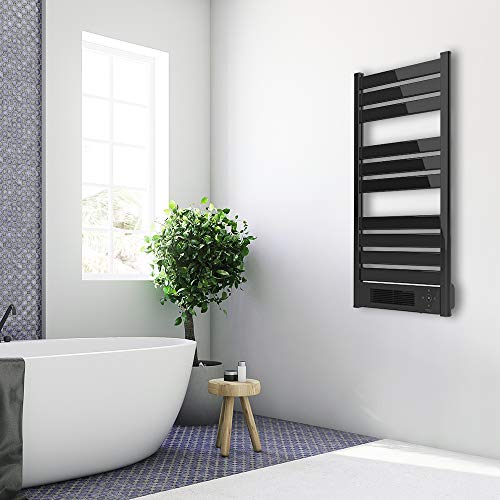 Cecotec Radiador Toallero Eléctrico Bajo Consumo Ready Warm 9770 Ceramic Towel Black. Calefactor Cerámico Incorporado, 2000 W, Pantalla LED, Mando a Distancia, Temporizador, IPX4