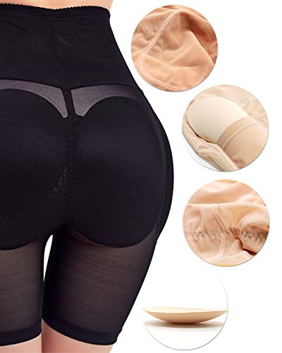 Ceestyle Junnolo Mujer Bragas Braguitas Relleno Embellecer Cadera Lencería Pantalones de Seguridad Control Panties Shapewear Enhancer Hip Booty (Negro, L)