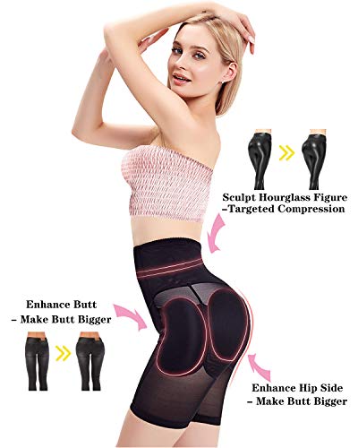 Ceestyle Junnolo Mujer Bragas Braguitas Relleno Embellecer Cadera Lencería Pantalones de Seguridad Control Panties Shapewear Enhancer Hip Booty (Negro, L)