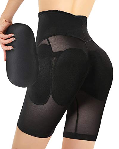 Ceestyle Junnolo Mujer Bragas Braguitas Relleno Embellecer Cadera Lencería Pantalones de Seguridad Control Panties Shapewear Enhancer Hip Booty (Negro, L)