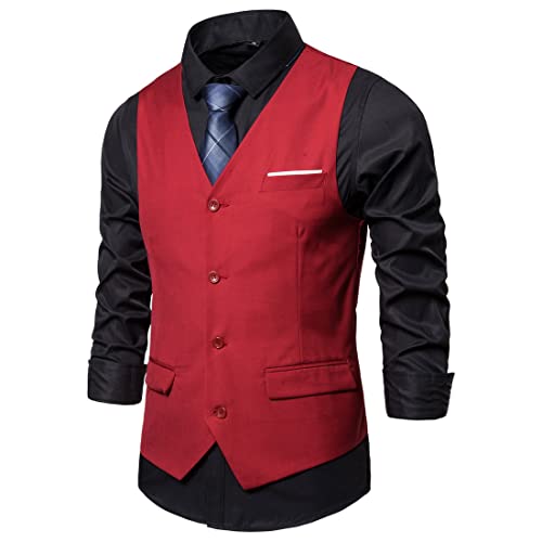 Chaleco Hombre Slim Fit Cuello V Color Sólido Sin Mangas Chaqueta Hombres Simplicidad Moda Estilo Británico Chaleco Hombres Trabajo Negocios Banquete Boda Casual All-Match Chaleco Hombres