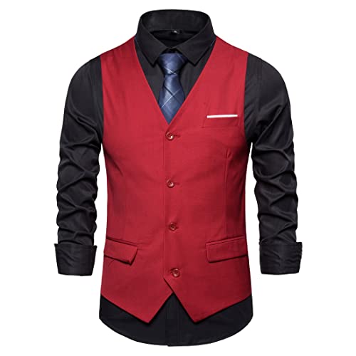 Chaleco Hombre Slim Fit Cuello V Color Sólido Sin Mangas Chaqueta Hombres Simplicidad Moda Estilo Británico Chaleco Hombres Trabajo Negocios Banquete Boda Casual All-Match Chaleco Hombres