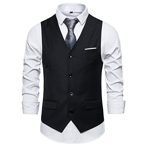 Chaleco Hombre Slim fit Wedding Banquet Host Chaleco sin Mangas Hombre Primavera y otoño Moda Color sólido clásico Hombre Top