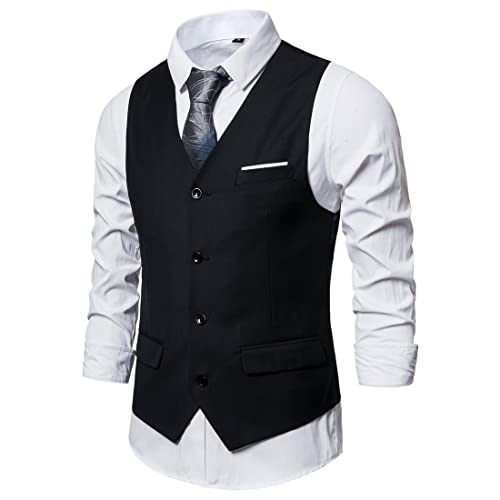 Chaleco Hombre Slim fit Wedding Banquet Host Chaleco sin Mangas Hombre Primavera y otoño Moda Color sólido clásico Hombre Top