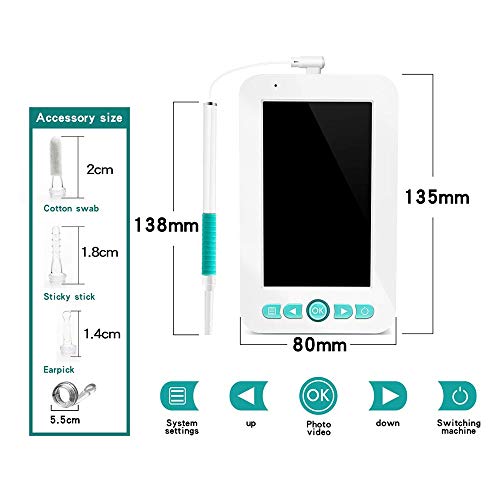 CHENNA USB otoscopio con Pantalla de 4,3 Pulgadas y el oído del endoscopio, 5.5mm otoscopio for Comprobar la cámara, se Niegan a Limpio a ciegas, Conveniente for Muchas Ocasiones