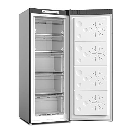 CHiQ FSD166NE4 Congelador vertical con refrigeración por aire 166L, NO FROST, Color Inox Oscuro, Puerta reversible, Silencioso 42 db, Altura 1.44m, Compresor 12 años garantia