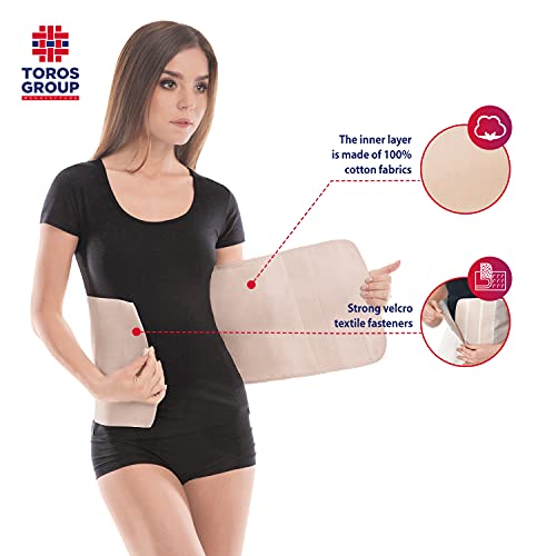 Cinturón postoperatorio abdominal con algodón Faja postparto y postoperatorio Apoyo de los músculos abdominales y lumbosacro Altura 24 cm Unisex X-Small Beige