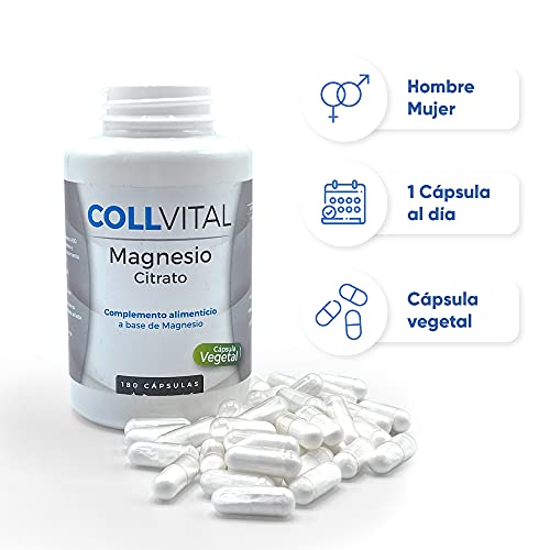 Citrato de Magnesio natural 180 cápsulas 400mg vitaminas para el cansancio suplemento para 6 meses. Suplementos deportivos en capsulas que evitan la fatiga y el cansancio.