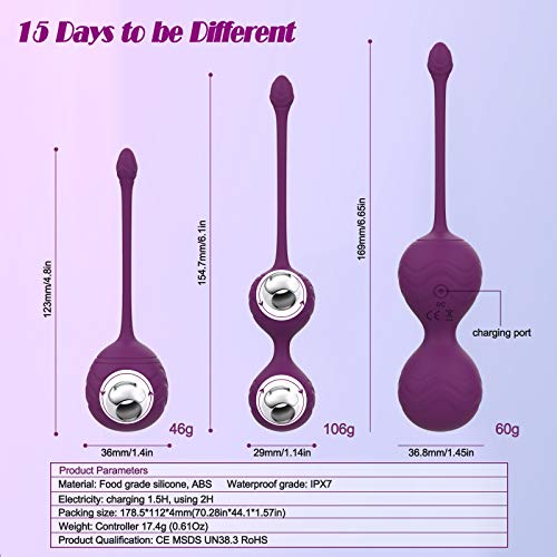 CKSOHOT Bolas Chinas Ejercicios Pelvicos, 3 en 1 Bolas Chinas Terapéuticas para Fortalecer el Musculo Pélvico, Bolas Chinas Suelo Pelvico Mujer de Silicona Masajeador Ejercitador Suelo Pelvico, Morado