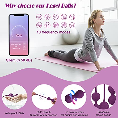 CKSOHOT Bolas Chinas Ejercicios Pelvicos, 3 en 1 Bolas Chinas Terapéuticas para Fortalecer el Musculo Pélvico, Bolas Chinas Suelo Pelvico Mujer de Silicona Masajeador Ejercitador Suelo Pelvico, Morado