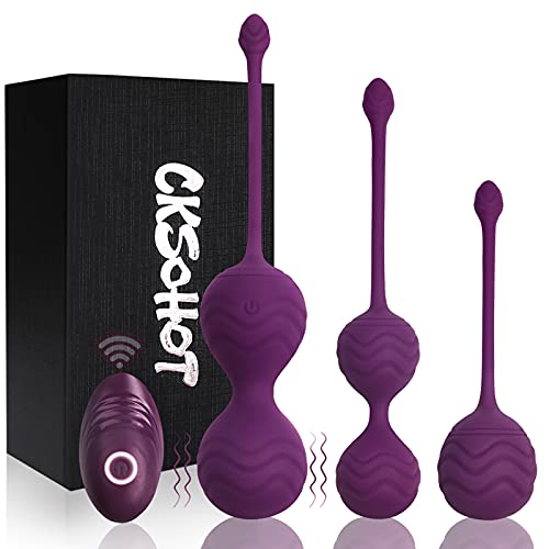 CKSOHOT Bolas Chinas Ejercicios Pelvicos, 3 en 1 Bolas Chinas Terapéuticas para Fortalecer el Musculo Pélvico, Bolas Chinas Suelo Pelvico Mujer de Silicona Masajeador Ejercitador Suelo Pelvico, Morado