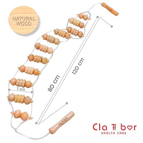 CLAIBOR HC Masajeador Anticelulítico de Madera para dolores cervical espalda lumbar | Masaje para Facial piernas cuello | Rodillo Manual de Maderoterapia