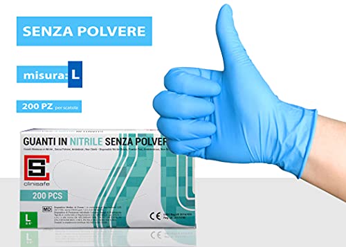 CLINISAFE 200 guantes desechables de nitrilo, sin talco, para uso médico y laboratorio, color azul cobalto, talla M (M)