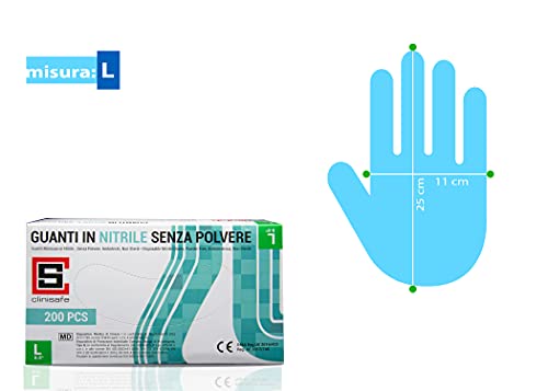 CLINISAFE 200 guantes desechables de nitrilo, sin talco, para uso médico y laboratorio, color azul cobalto, talla M (M)