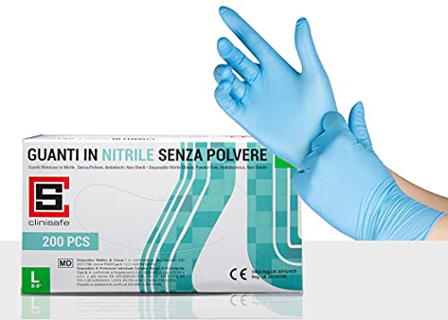 CLINISAFE 200 guantes desechables de nitrilo, sin talco, para uso médico y laboratorio, color azul cobalto, talla M (M)