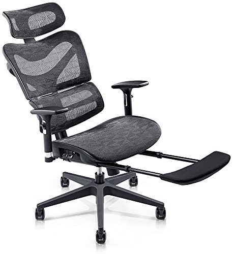 CLP Silla De Oficina Renens Ergonómica con Respaldo Ajustable & Reclinable I Silla De Ordenador Giratoria con Ruedas, Color:Negro