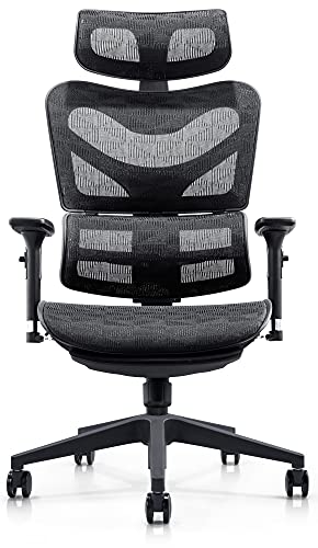 CLP Silla De Oficina Renens Ergonómica con Respaldo Ajustable & Reclinable I Silla De Ordenador Giratoria con Ruedas, Color:Negro