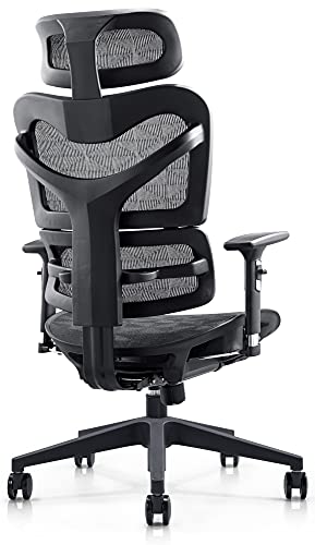 CLP Silla De Oficina Renens Ergonómica con Respaldo Ajustable & Reclinable I Silla De Ordenador Giratoria con Ruedas, Color:Negro