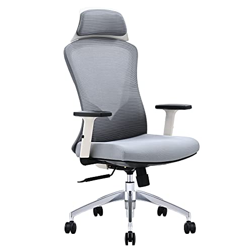 CO-Z Silla de Escritorio Ergonómica con Ruedas 360º Silla de Oficina con Brazos Ajustables y Respaldo de Malla Silla de Ordenador Giratoria de Altura Ajustable para Casa o Oficina (Gris)