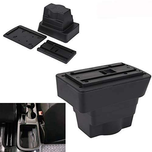 Coche Apoyabrazos para Astra J Doble Capa Caja de Almacenamiento de Consola Central con 3 puertos de carga USB Negro con costuras blancas