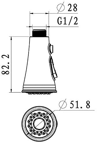 Cocina Grifos Cabezal de Alcachofa de Recambio para Grifo de Cocina (Ducha, Alcachofa,Cromo 2 Tipos de Chorro Cocina Grifo Fregadero Grifo