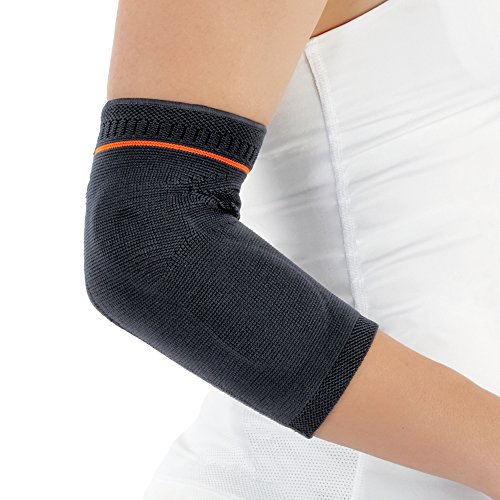 Codera con almohadilla de silicona – Disponible en 5 tamaños, S – XXL. Recomendado para codo de tenis, codo de golfista, epicondilitis lateral o medial. (XL)