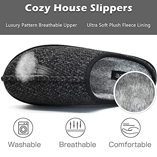 COFACE Zapatillas Casa Hombre Invierno Memory Foam Cerradas Pantuflas Caliente Peluche Piel Comoda Babuchas Peludas Cuadros Slippers Antideslizante Goma Suela Negras 42