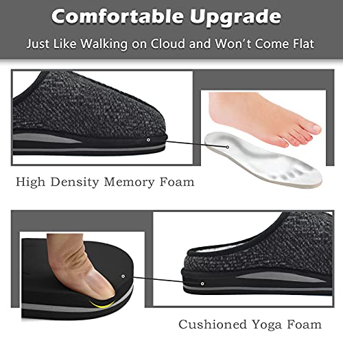 COFACE Zapatillas Casa Hombre Invierno Memory Foam Cerradas Pantuflas Caliente Peluche Piel Comoda Babuchas Peludas Cuadros Slippers Antideslizante Goma Suela Negras 42