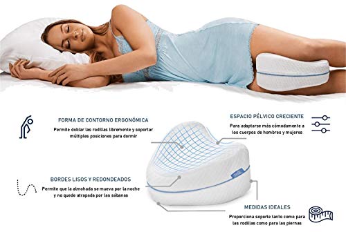 Cojin almohada ortopedica cervical para dormir de lado bien las piernas, cojin con propiedades viscoelásticas que da confort en la zona lumbar, Para espalda, cadera y articulaciones, pillows bed sleep