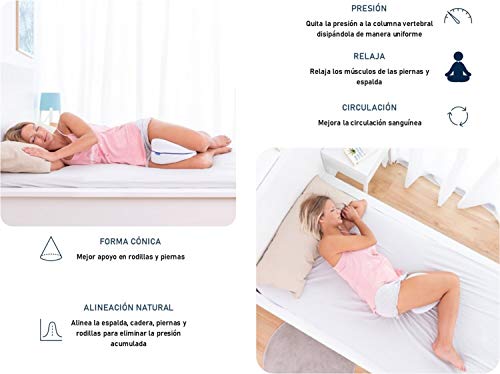 Cojin almohada ortopedica cervical para dormir de lado bien las piernas, cojin con propiedades viscoelásticas que da confort en la zona lumbar, Para espalda, cadera y articulaciones, pillows bed sleep