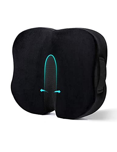 Cojin Ortopédico para Coxis de Espuma de Memoria, TRAVEL EASE Cojin de Asiento para Dolor de Espalda y Alivio de Dolor de Hueso de la Cola Sciático, Usado para Silla de Oficina, Silla de Rueda, Negro