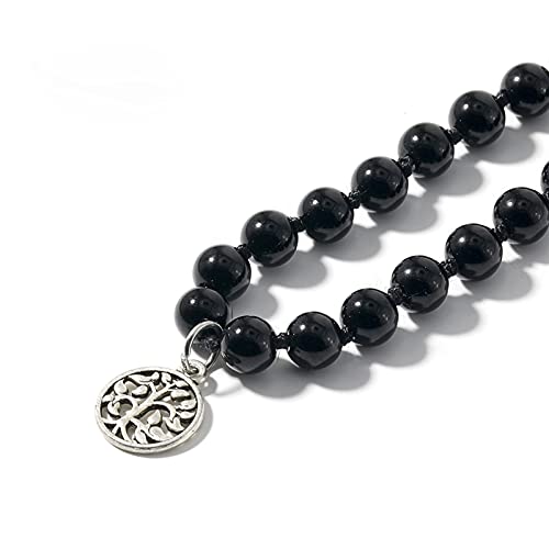 COKILU 108 japa Mala 7 Chakra Piedra Natural con Cuentas Collar Anudado Yoga bendición meditación joyería con árbol de la Vida Tassel Colgante Pendiente Fuera del Mal espíritu Dinero Dibujo DE Dinero