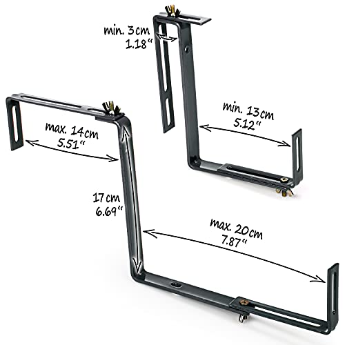 com-four® 4X Soporte para jardineras para barandas y barandillas de balcón - Soporte para jardineras universalmente Adecuado y Ajustable (4 Piezas - Antracita)