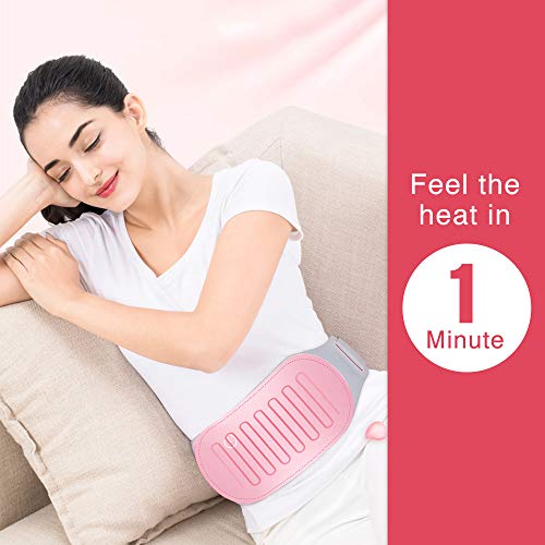 COMFIER Cinturón Térmico y Inalámbrico con Función Calor, para Calambre de Estómago, Alivio de Cólicos Menstruales, Almohadilla Eléctrica con 3 Niveles de Rápido Calentamiento